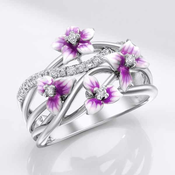 Sudraba violets gredzens Ziedošais dārzs