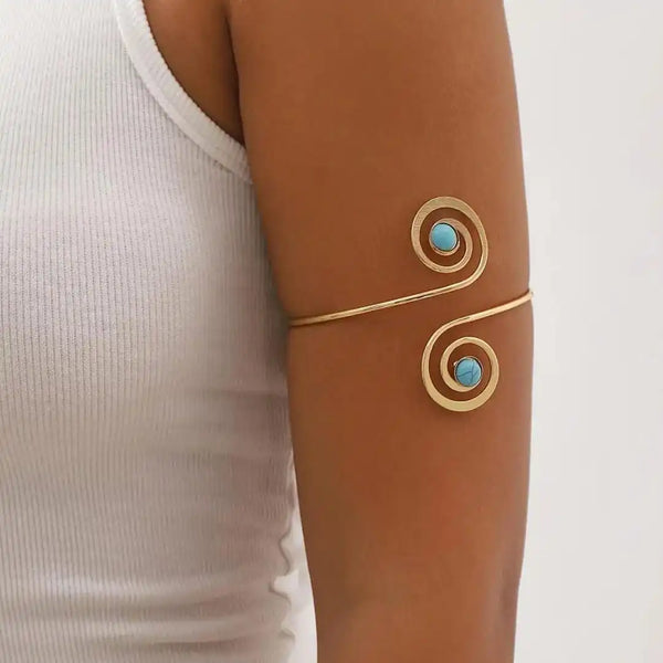 Boho sudraba pusmēness tirkīza aproce