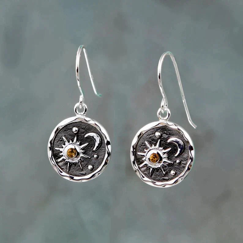 Boho auskari „Saule un mēness“