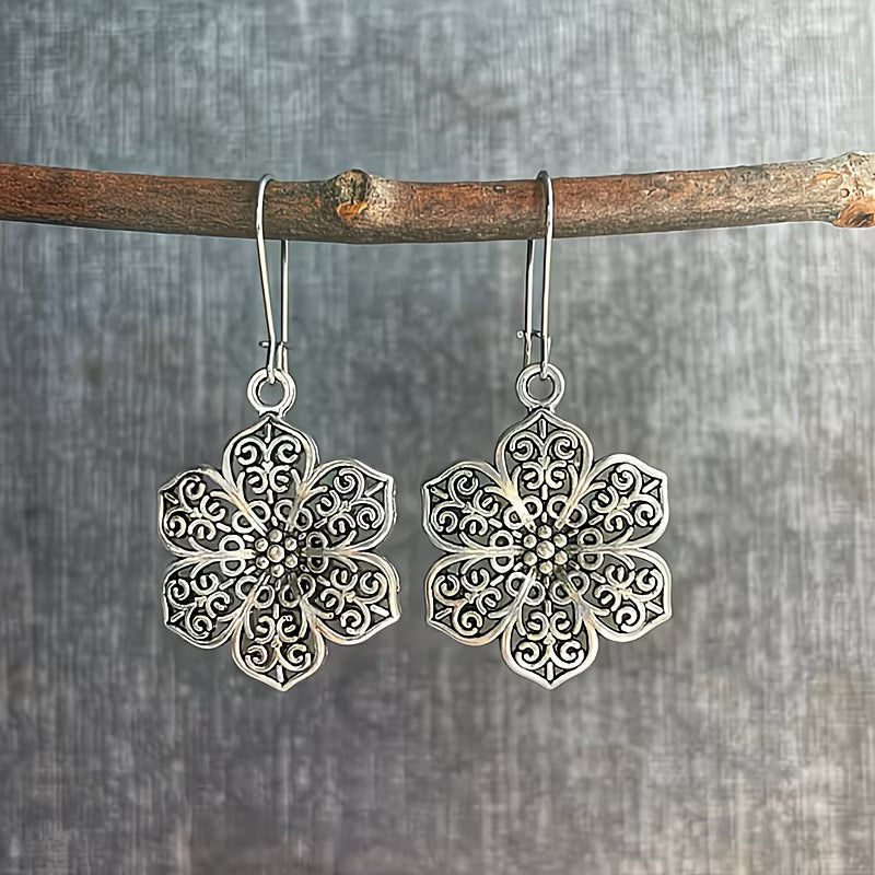 Vintāžas boho stila ziedu auskari