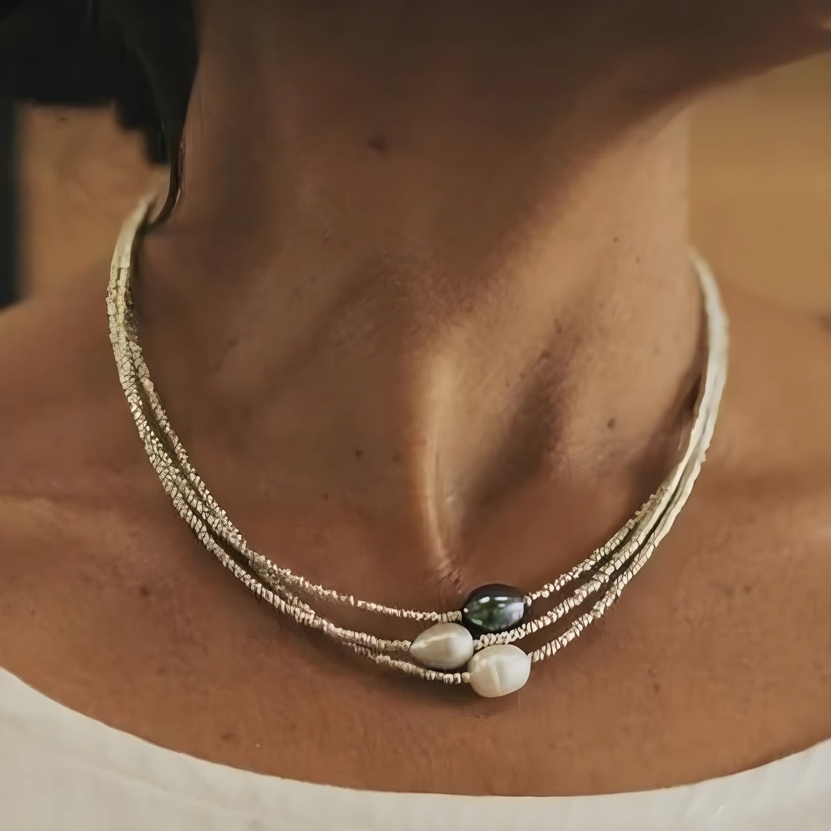 Eleganta dabīgo pērļu kaklarota