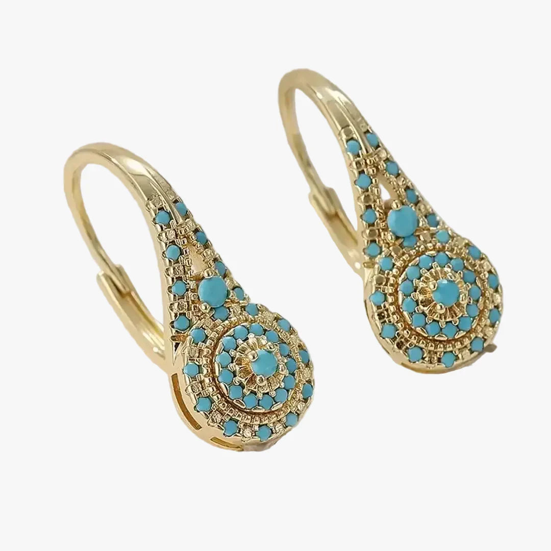 Eleganti mandalas tirkīza auskari