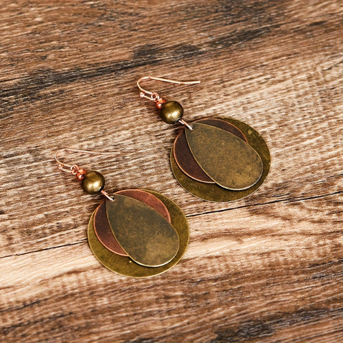 Boho stila vintāžas apaļi piekaramie auskari