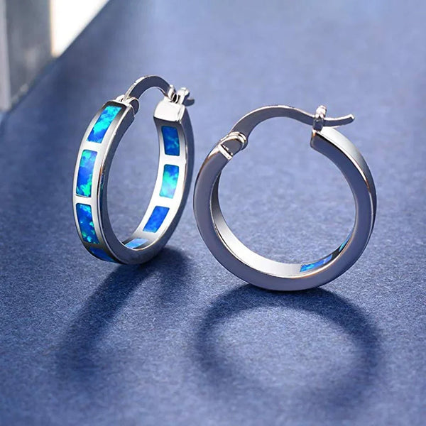 Zila opāla riņķveida auskari