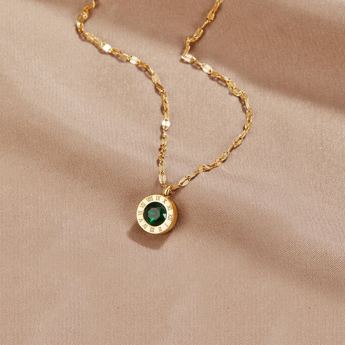 Zaļa kristāla kaklarota „Athena“