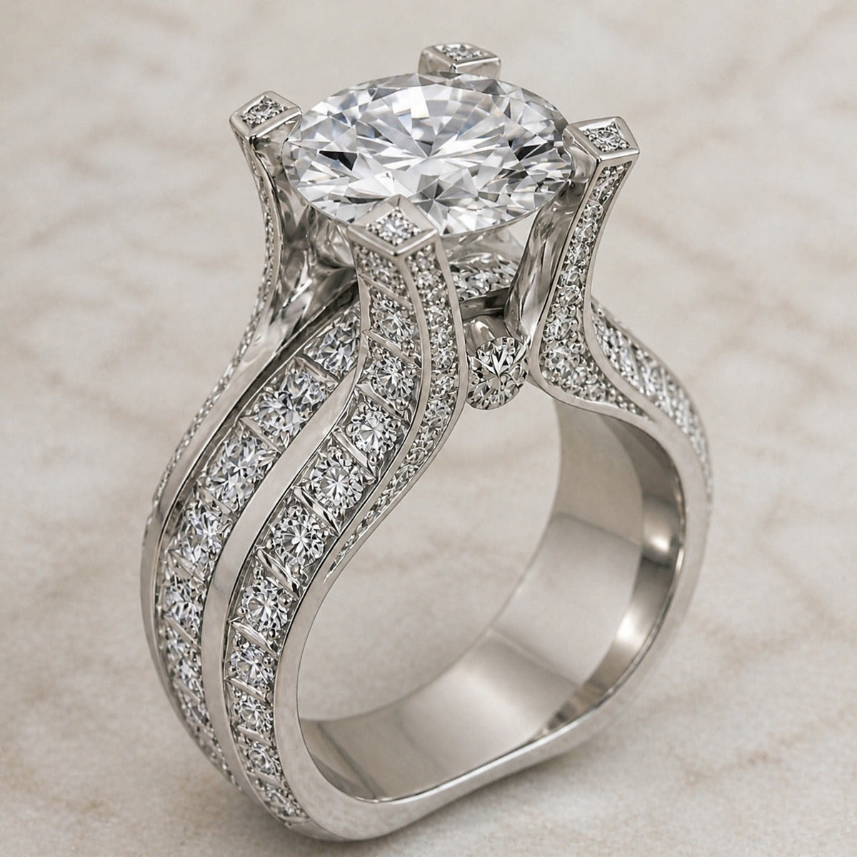 Luksusa izteiksmīgs kristāla gredzens